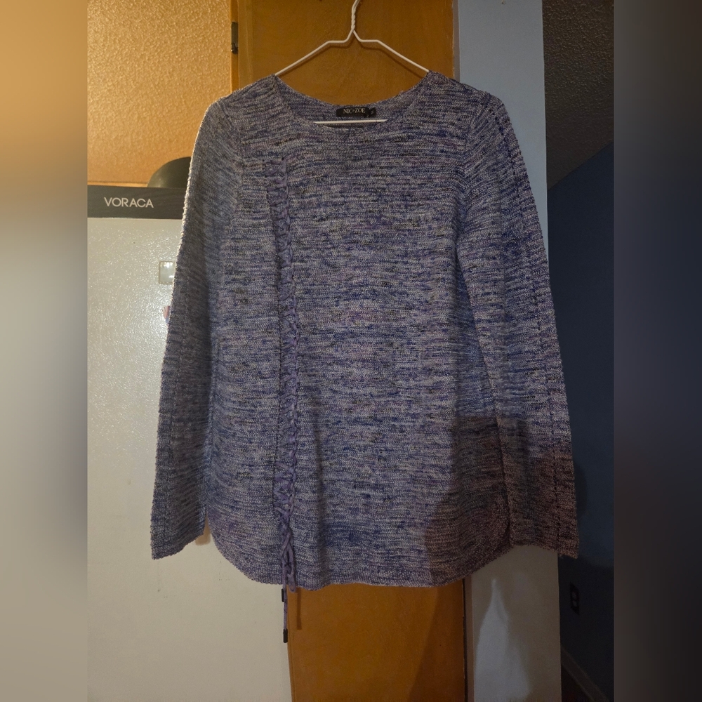NIC+ZOE Women's Purple Crew Neck Sweater